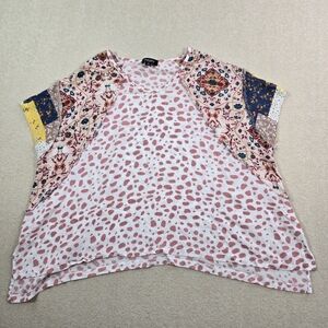 GiGiO USA Women's Top Size Small Pink Patchwork Rayon Blouse